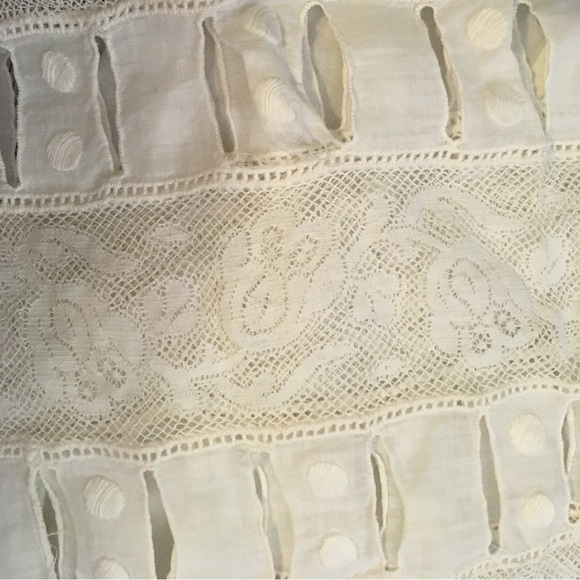 Antique Petticoat 1800s / 1900s Victorian Edwardian Cotton and Lace - Picture 2 of 7